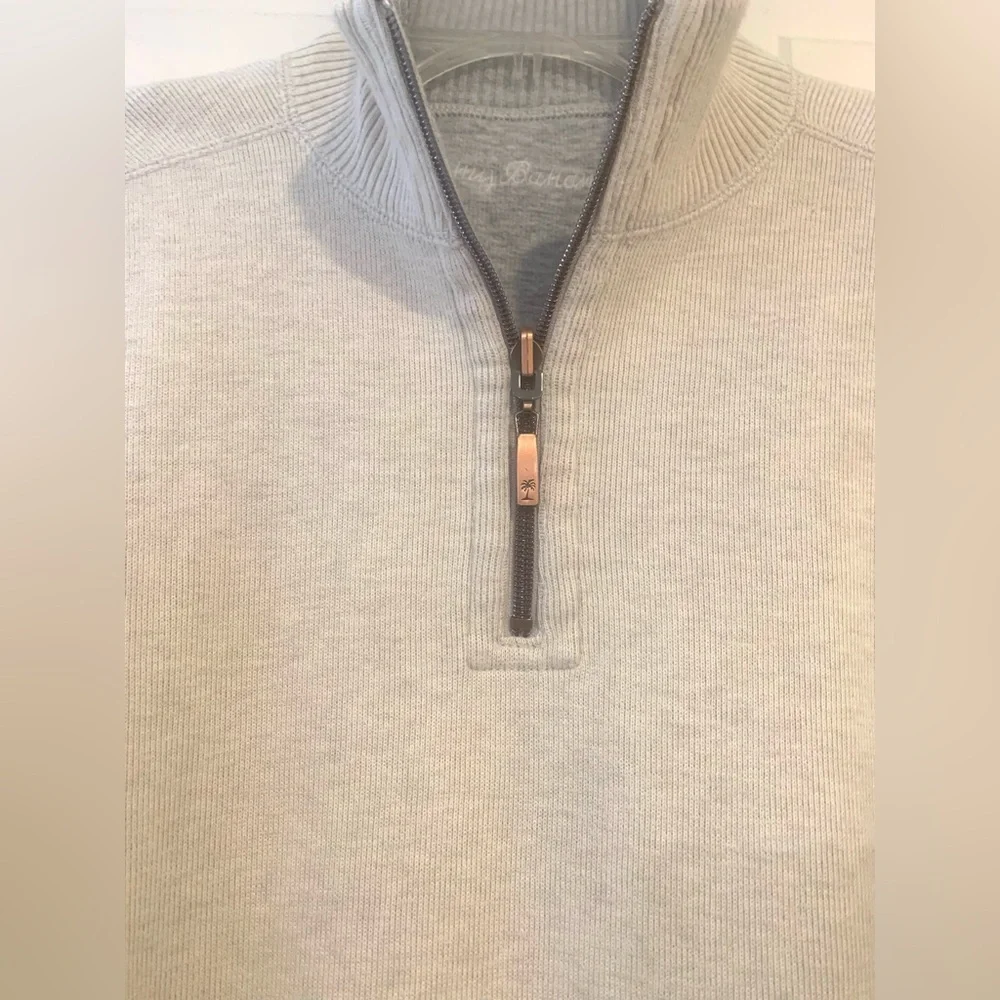 Tommy Bahama Light Gray Quarter-Zip Men's Sweater